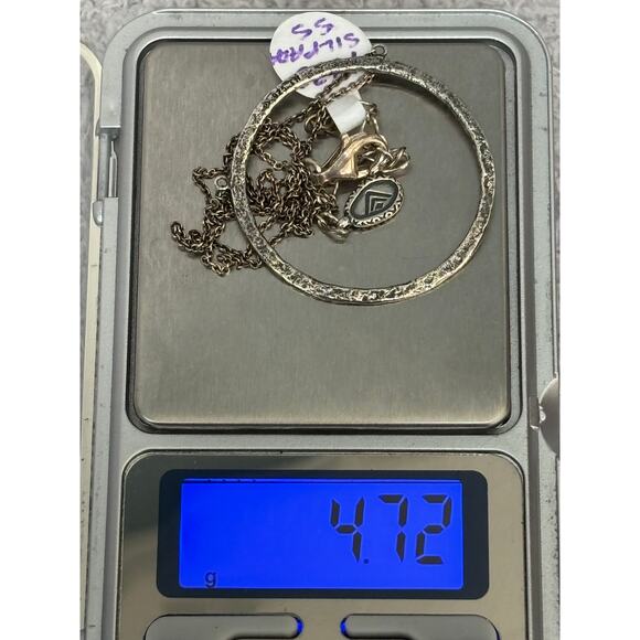 Silpada Sterling Silver Hammered Texture Circle Necklace 18" #64321 - Picture 7 of 7